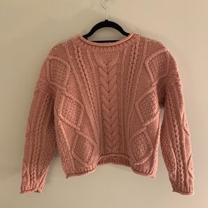 Madewell Slope Pink Cable Knit Sweater